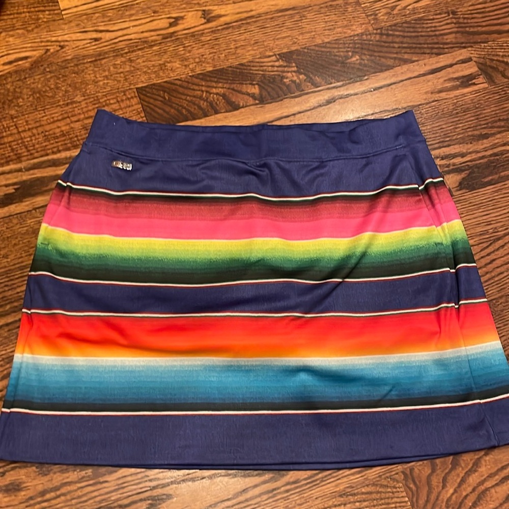RLX Ralph Lauren active skirt skort shorts have stay-in-place seaming blue multi